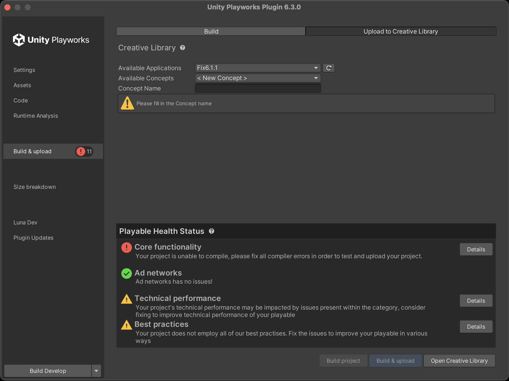 Project diagnostics