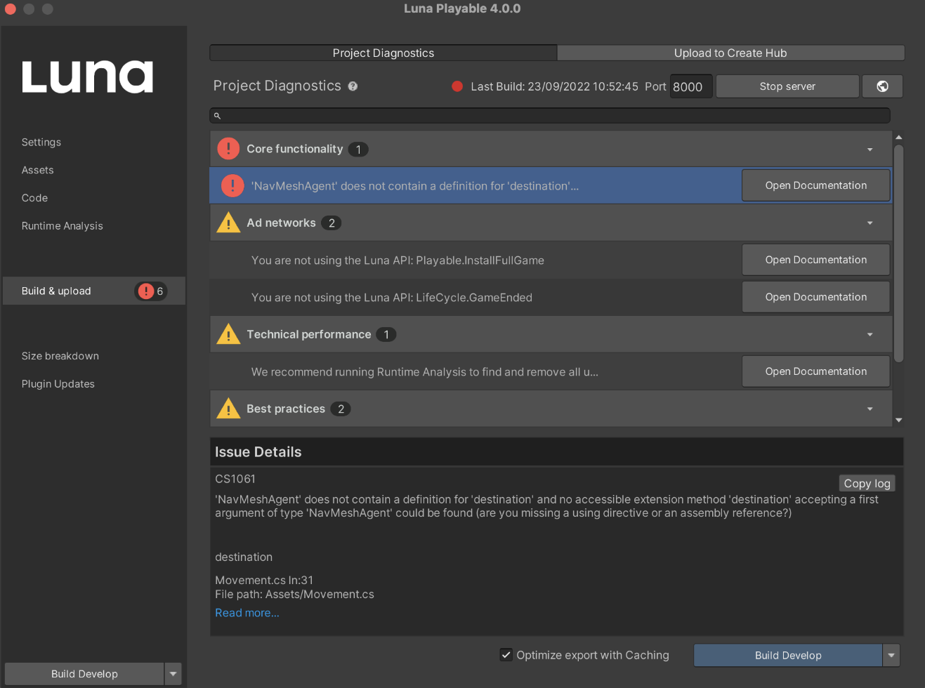 Project diagnostics