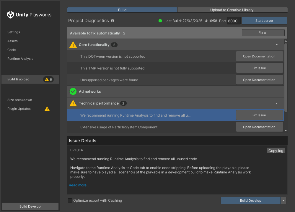 Project diagnostics